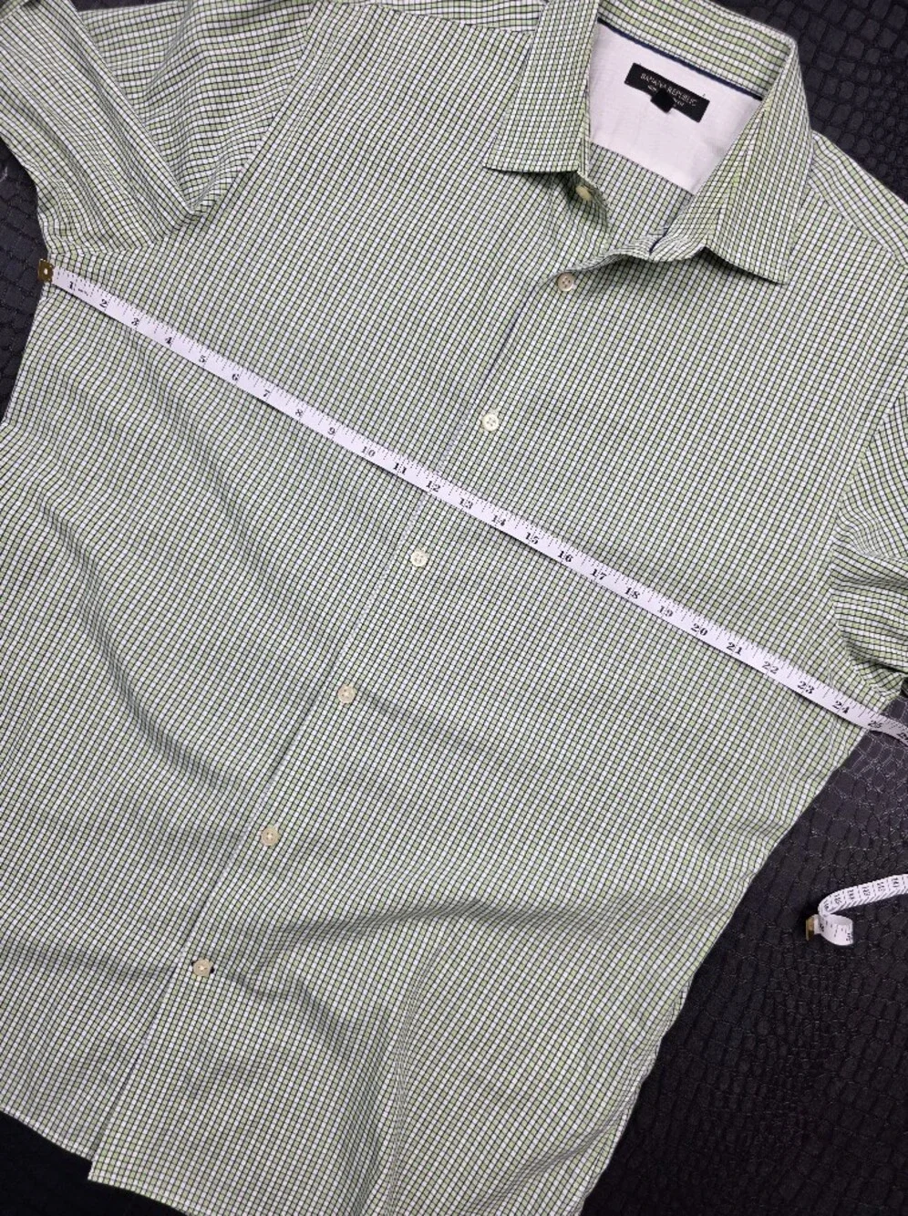 Banana Republic Slim Fit Non-Iron 2 Button Cuff Dress Shirt Size XL Green White